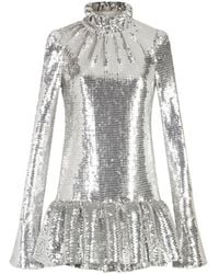 Rabanne - Sequined Long-Sleeved Ruffled Mini Dress - Lyst