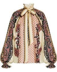 Etro - Scarf And Floral Geometric Motif Twill Blouse - Lyst