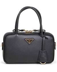 Prada - Triangle Logo-Plaque Tote Bag - Lyst