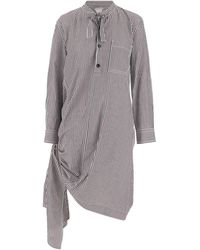 Bottega Veneta - Cotton Striped Dress With Knot Detail - Lyst
