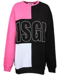 MSGM - Contrast-Color Logo Stitching Hoodie - Lyst