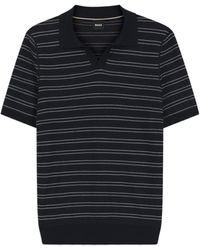 BOSS - Striped Short-Sleeve Knitted Sweater - Lyst