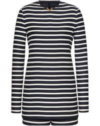 Valentino - Logo Plaque Striped Crewneck Jumpsuit - Lyst