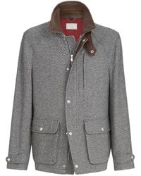 Brunello Cucinelli - Cashmere And Silk Diagonal Field Jacket With Nappa-Leather Inserts - Lyst