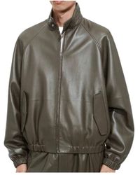 Bottega Veneta - Intrecciato Collar Leather Jacket - Lyst