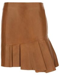 Iceberg - Pleated Leather Mini Skirt - Lyst