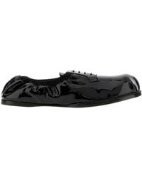 Moschino - Ruched Patent-Effect Lace-Up Shoes - Lyst