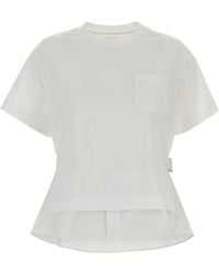 Sacai - Belted Poplin-Jersey T-Shirt - Lyst