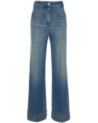 Victoria Beckham - Logo Patch Straight-Leg Jeans - Lyst
