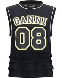 Ganni - Cycora Oversized Tank Top With Ruffled Hem - Lyst