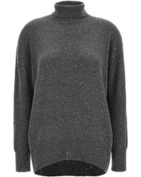Brunello Cucinelli - Turtleneck Sequin Embellished Knitted Jumper - Lyst