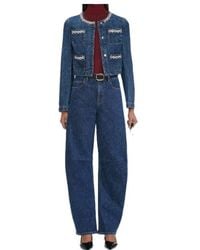 Self-Portrait - Embellished-Pocket Denim Jacket - Lyst