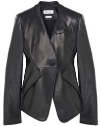 McQueen - Leather Peplum Jacket - Lyst