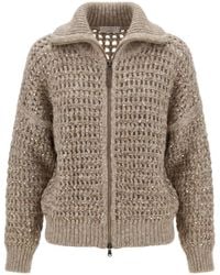 Brunello Cucinelli - Dazzling Soft Virgin Wool And Cashmere Net Cardigan - Lyst