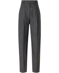 Rohe - Daria Pleated Wool-Blend Straight-Leg Pants - Lyst