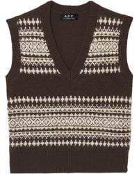 A.P.C. - V-Neck Knitted Vest - Lyst