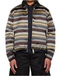 Sacai - Striped Button-Up Bomber Jacket - Lyst