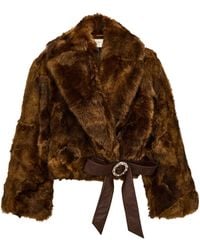 Saint Laurent - Shearling Patchwork Short Coat - Lyst