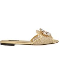 Dolce & Gabbana - Embellished Slip-On Sandals - Lyst