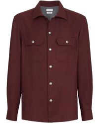 Brunello Cucinelli - Virgin Wool Flannel Overshirt With Spread Collar And Chest Pockets - Lyst