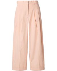 Proenza Schouler - Kyle Cropped Pleated Cotton-Poplin Wide-Leg Pants - Lyst