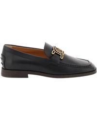 Tod's - Logo Plaque Leather Loafers - Lyst