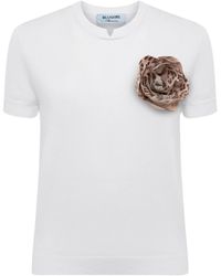 Blugirl Blumarine - Floral-Appliqué Short-Sleeve T-Shirt - Lyst