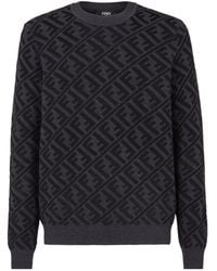 Fendi - Monogram Jacquard Crewneck Knitted Jumper - Lyst