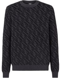 Fendi - Monogram Jacquard Crewneck Knitted Jumper - Lyst