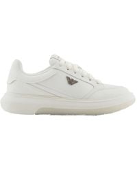 Emporio Armani - Logo Plaque Lace-Up Sneakers - Lyst