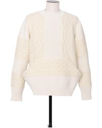 Sacai - Cable-Knit Panelled Sweater - Lyst