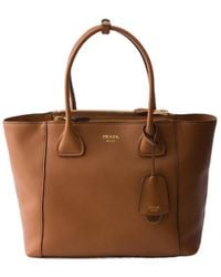 Prada - Large Leather Tote Bag - Lyst