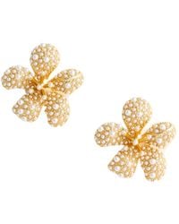 Self-Portrait - Pearl Encrusted Flower Earrings - Lyst