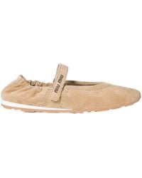 Miu Miu - Round-Toe Strap Ballet Flats - Lyst
