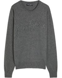 Dolce & Gabbana - Wool Knit Sweater With Logo Appliqué - Lyst