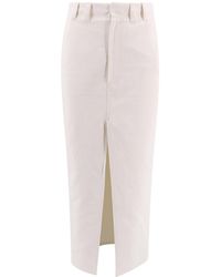 Brunello Cucinelli - Cavalry Front-Slit Midi Skirt - Lyst