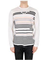 Armani Collezioni - Striped Pullover Round Neck Sweater - Lyst