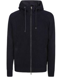 Herno - Ribbed-Knit Zipped Hooded Drawstring Jacket - Lyst
