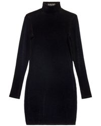 Balenciaga - Embellished-Logo High-Neck Mini Dress - Lyst