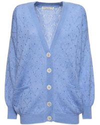 Alessandra Rich - Crystal Decorated Knitted Cardigan - Lyst