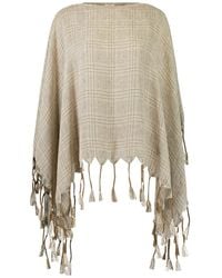 Brunello Cucinelli - Prince Of Wales Fringed Poncho - Lyst