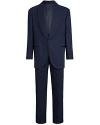Brunello Cucinelli - Cotton And Linen Prince Of Wales Tuxedo With Shawl Lapel Jacket And Trousers With Double Pleats And Waist Tabs - Lyst