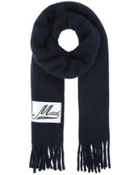Marni - Logo Patch Fringed Scarf - Lyst