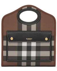 Burberry - Checkered Mini Pocket Tote Bag - Lyst