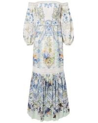 CAMILLA - Floral Off-Shoulder Linen And Silk Maxi Dress - Lyst