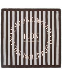 Emporio Armani - Logo Printed Fringed Scarf - Lyst
