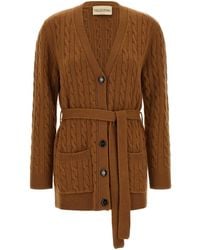 Valentino - Belted Button-Up Cardigan - Lyst