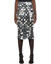 Rabanne - Mirror-Effect Sequin Midi Skirt - Lyst