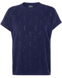 Fabiana Filippi - Embroidered Cap-Sleeve Knitted Top - Lyst