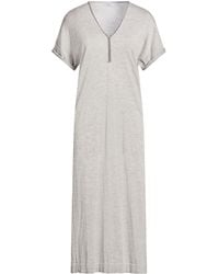 Brunello Cucinelli - V-Neck Short Sleeve Knit Dress - Lyst